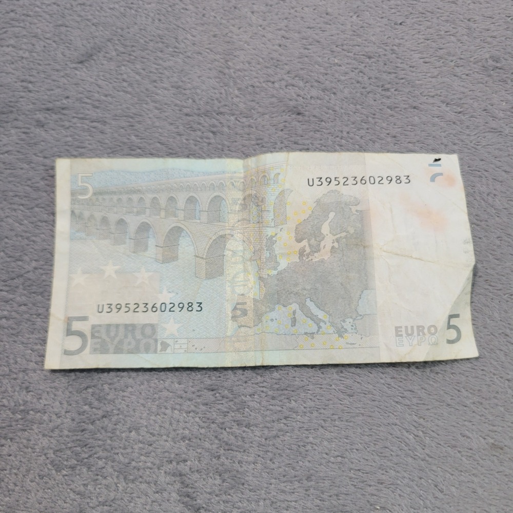 European Union Banknote 5 Euro Grey 2002 Series France U39523602983 Collectible - Picture 2 of 3